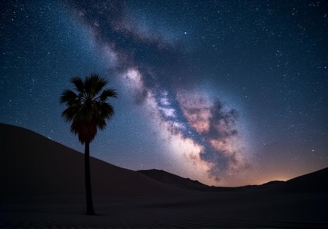 Cielo stellato sopra oasi